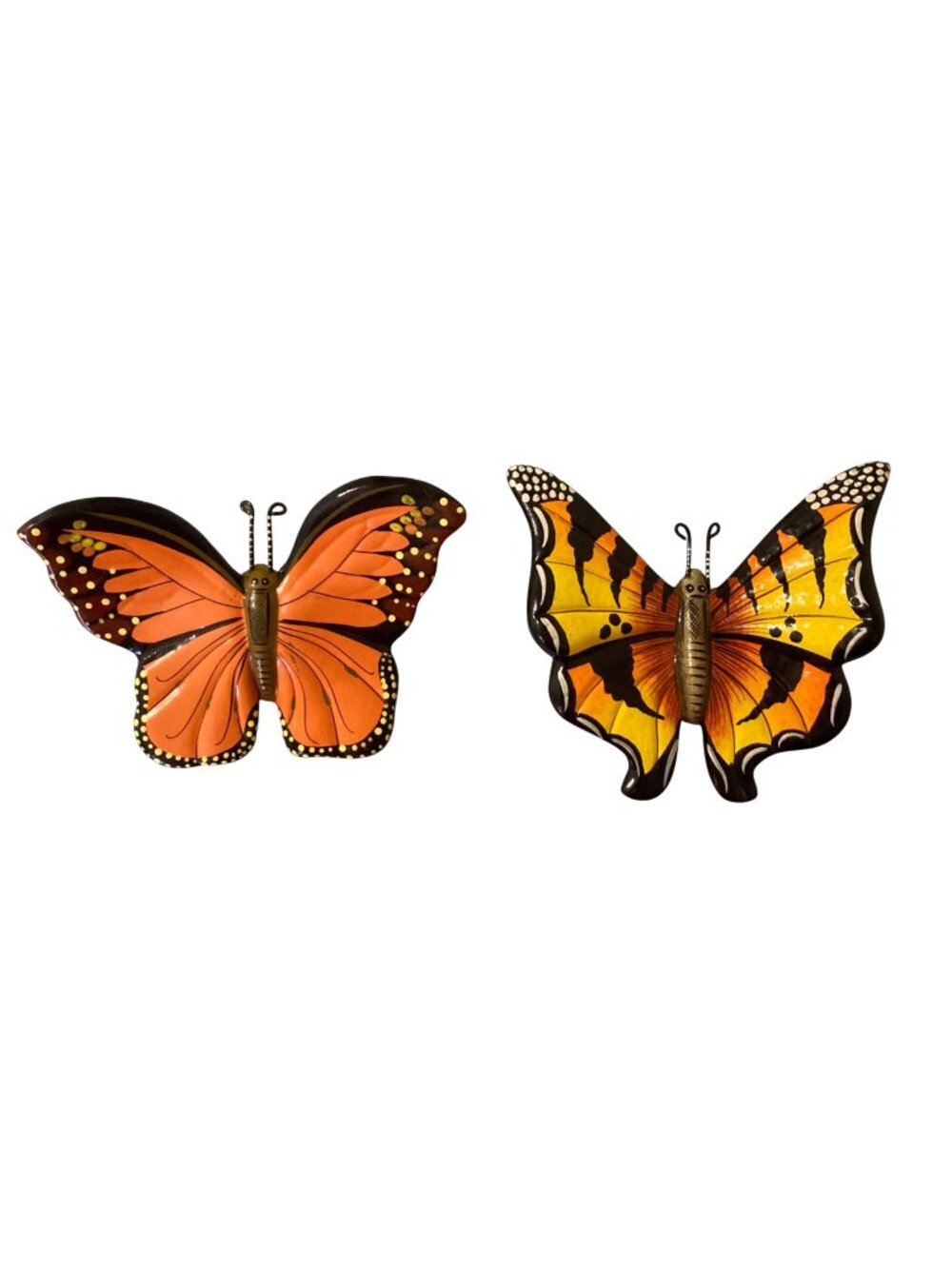 Hand Painted Talavera Ceramic Butterfly Decor Gallery Wall - Set of 2